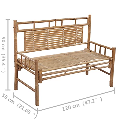 Garden Bench,Ideal Bench Seat with Handles and Backrest, Portable Wooden,Perfect for Indoor and Outdoor Use,Patio Bench with Cushion 47.2 Bamboo - Image 2