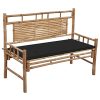 Garden Bench,Ideal Bench Seat with Handles and Backrest, Portable Wooden,Perfect for Indoor and Outdoor Use,Patio Bench with Cushion 47.2 Bamboo