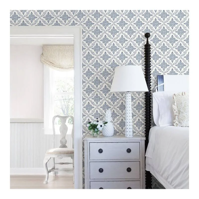 Chesapeake Wynonna Navy Geometric Floral Wallpaper - Image 2