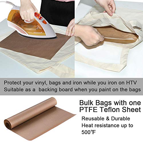 FunisFun 12 Pack Blank Canvas Tote Bags Bulk Reusable Shopping Grocery Bag for Crafts with a PTFE Teflon Sheet DIY - Image 3