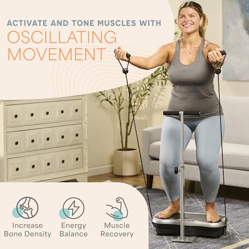 Lifepro TrimLite Vibration Plate Exercise Machine with Handlebars ?C Whole Body Vibration Machine, Ideal Lymphatic Drainage Massager ?C 99 Speed Levels, Bluetooth Speaker, Resistance Bands & Remote - Image 7