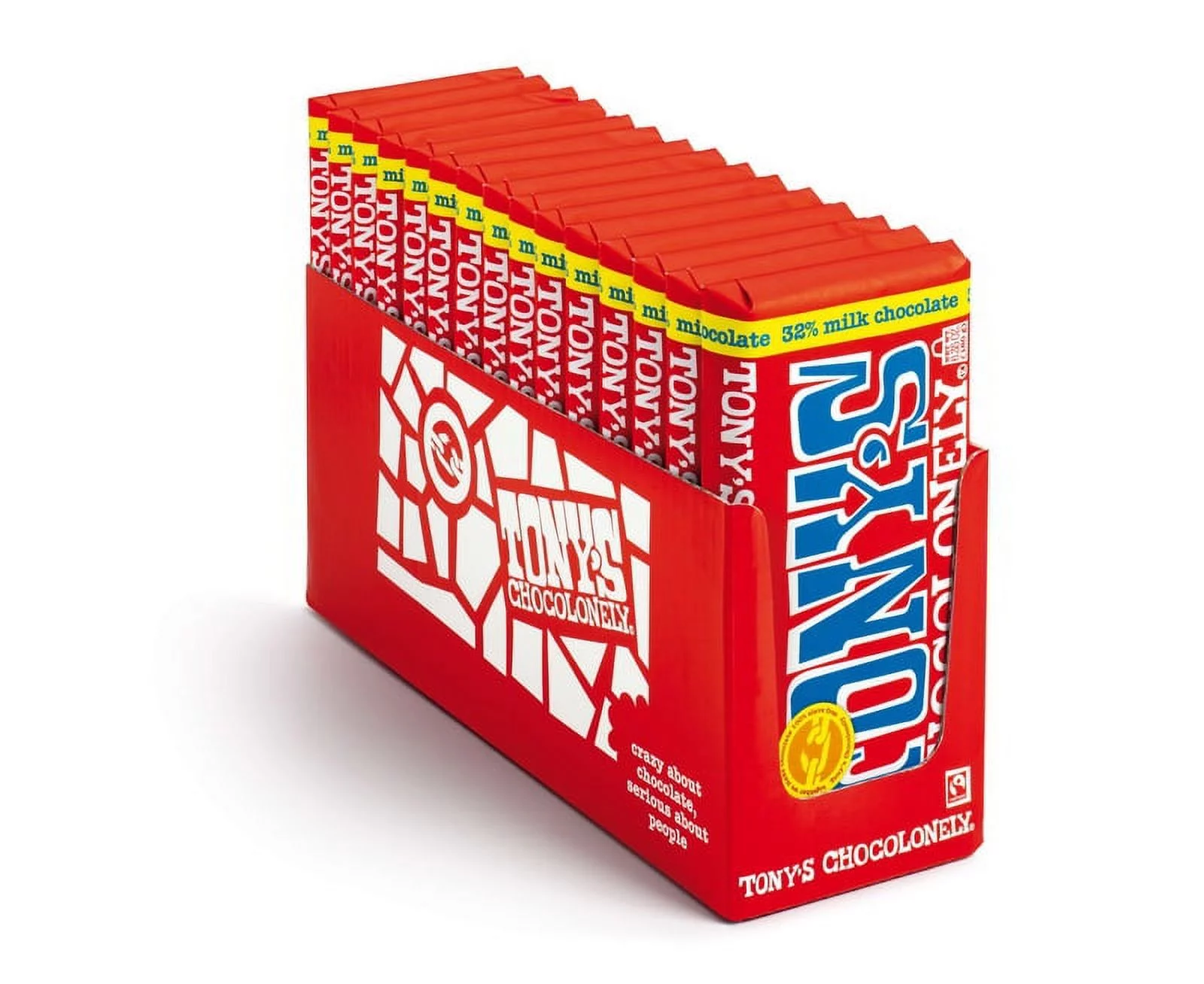 Tony’s Chocolonely Chocolonely Milk Chocolate Bar, 32%, 6.35 oz – Case of 15